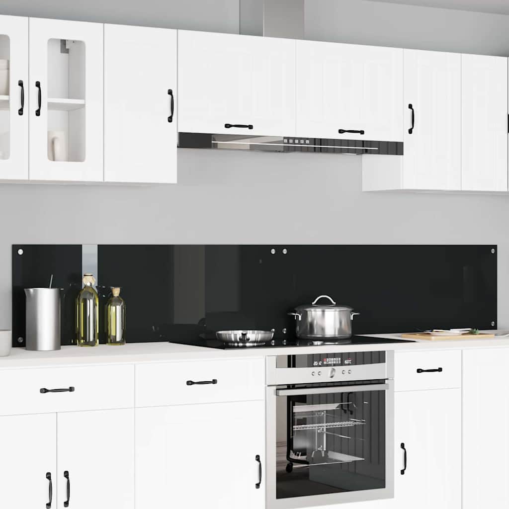 Kitchen Backsplash 2 pcs Black 120 x 40 cm Tempered Glass